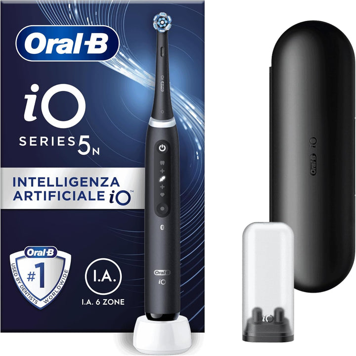 Oral-B iO 5N Elektrische Zahnbürste, Schwarz, Bluetooth, 1 Bürste, 1 Reiseetui iO5 Schwarz, iO5 Schw