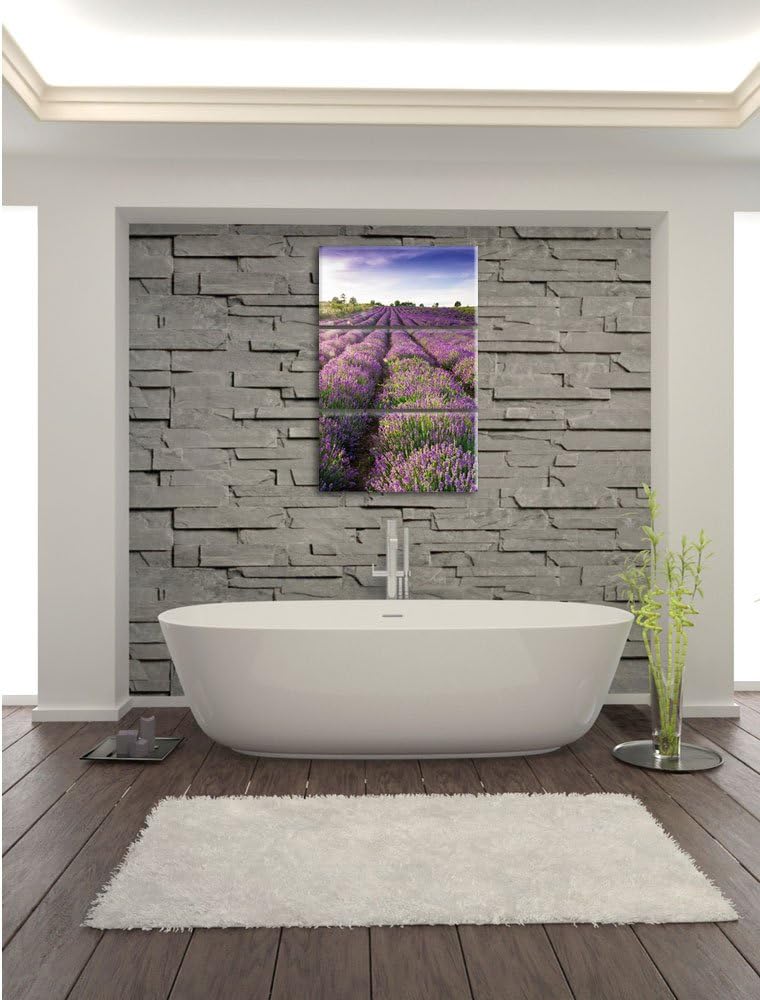 Pixxprint Lavendelfeld Provence als Leinwandbild/Grösse: 3 Teilig (120x80) cm/Wandbild/Kunstdruck/fe