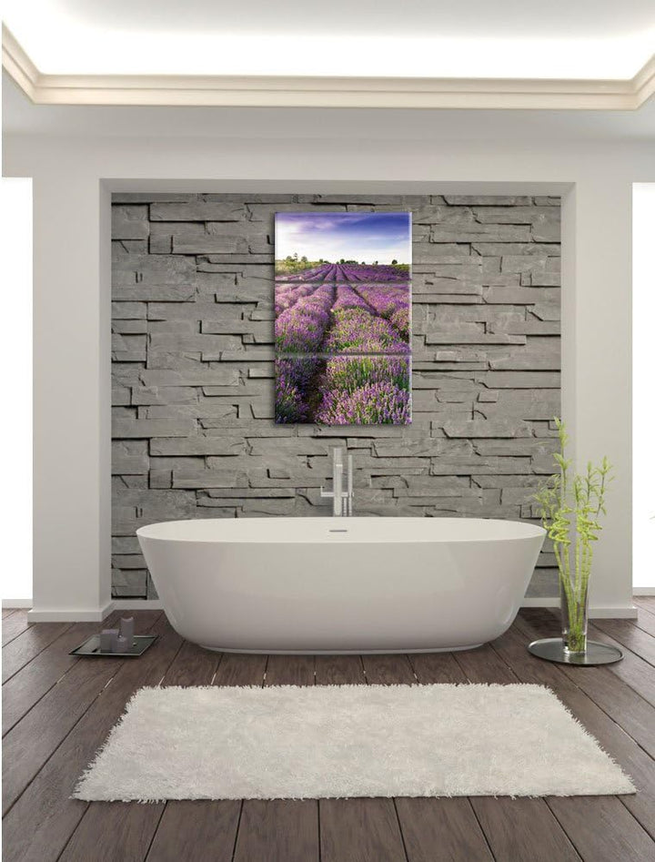 Pixxprint Lavendelfeld Provence als Leinwandbild/Grösse: 3 Teilig (120x80) cm/Wandbild/Kunstdruck/fe
