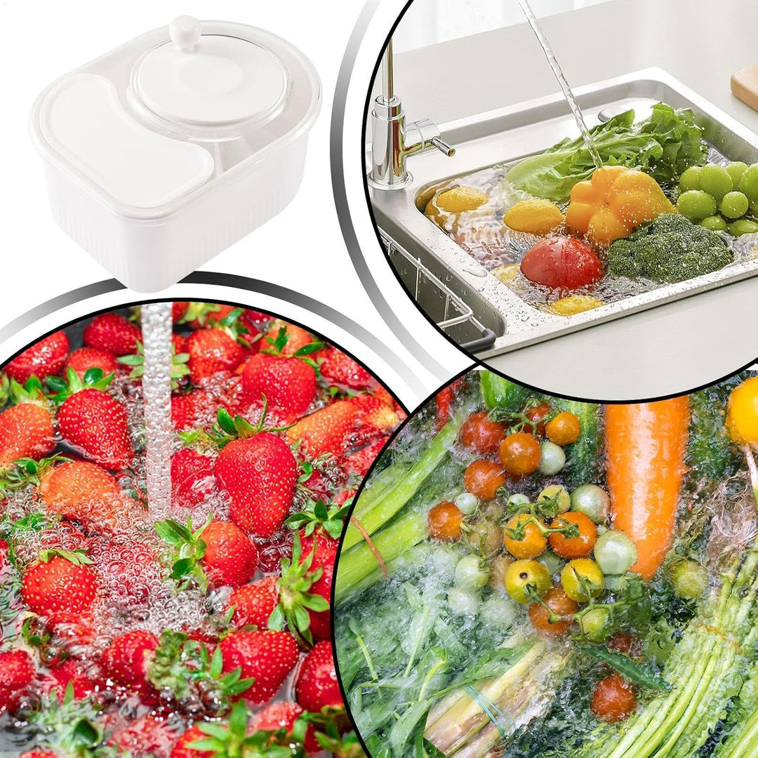 Multifunctional Fruit Cleaner Spinner with Hand Crank, Rotating Vegetable Washer and Potato Scrubber