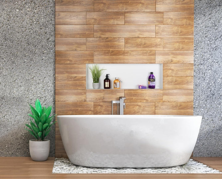 Balneo Wall-Box NO Rim wandnische dusche Edelstahl Duschnische 90x30x10 cm, weiss, wasserdicht, Nisc