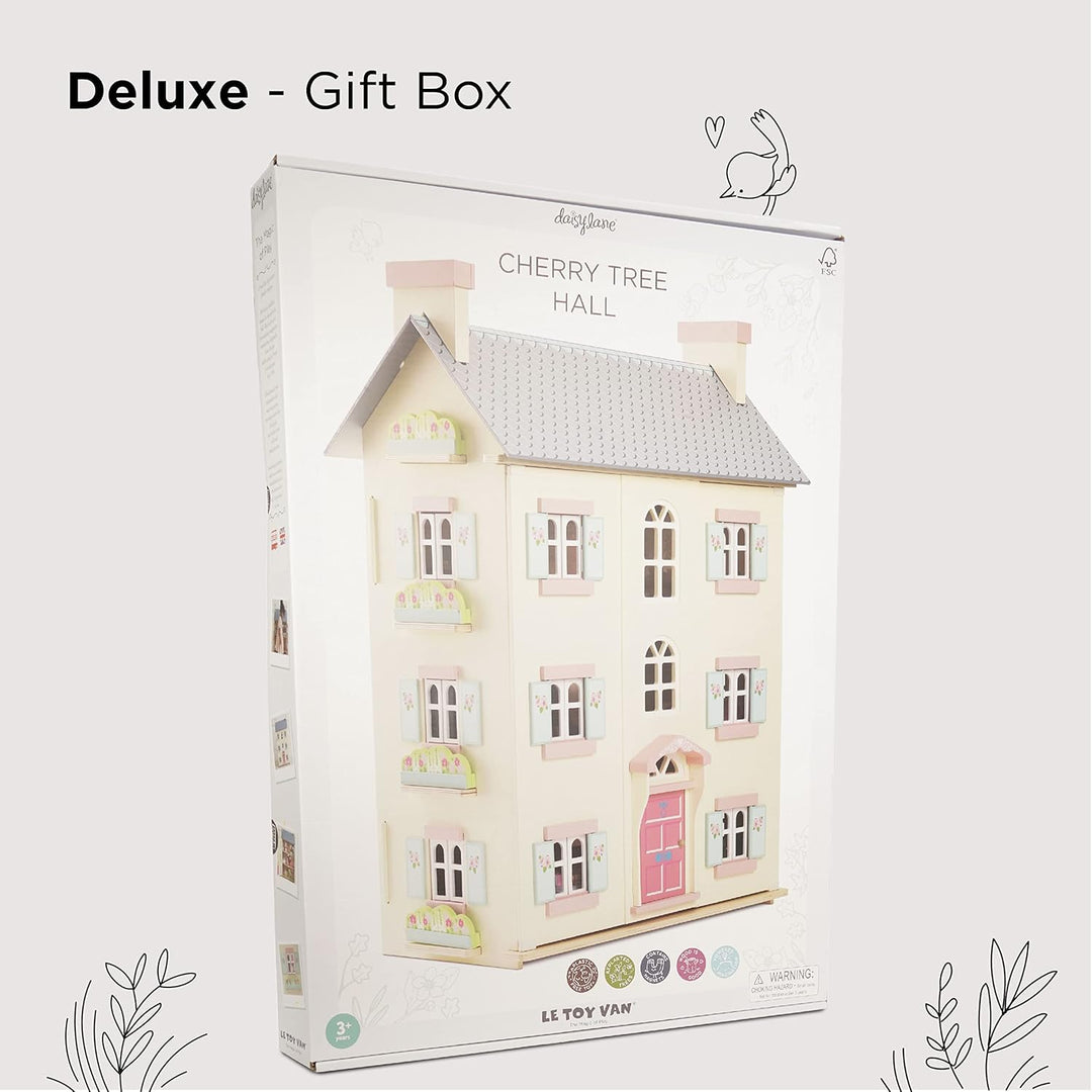 Le Toy Van – Cherry Tree Hall grosses Puppenhaus aus Holz | Puppenhaus-Spielset aus Holz mit 4 Etage