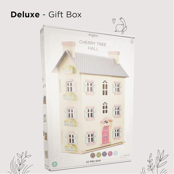 Le Toy Van – Cherry Tree Hall grosses Puppenhaus aus Holz | Puppenhaus-Spielset aus Holz mit 4 Etage