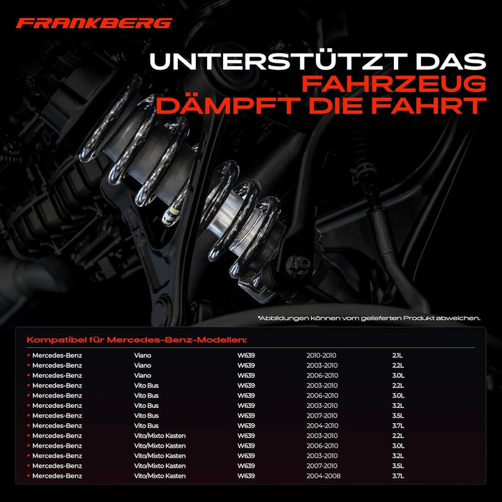 Frankberg 2x Federn Fahrwerksfeder Vorderachse Kompatibel mit Viano W639 2.1L-3.0L 2003-2010 Vito Bu