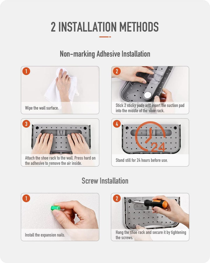 Baffect Schuhhalter faltbar Wand montiert 4 Stücke, Schuhregal Klappschuhregal Hängeregal für Schuhe
