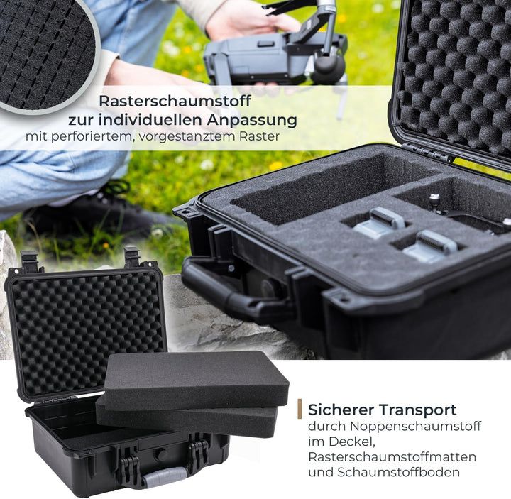 HMF ODK100 Outdoor-Fotokoffer, Transportkoffer mit Rasterschaumstoff | 41 x 32 x 17,5 cm, 41 x 32 x