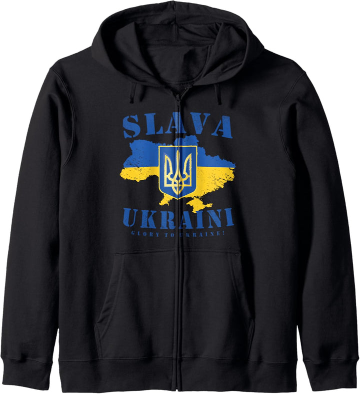 Karte der Ukraine Slava Ukraini Glory To Ukraine Flagge Kapuzenjacke