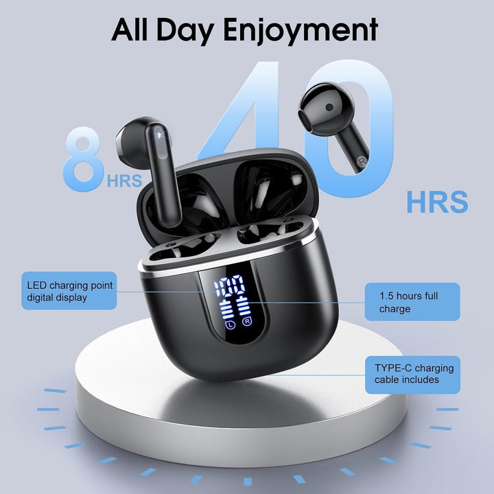 Bluetooth Kopfhörer, 2026 Kopfhörer Kabellos Bluetooth 5.4, 40 Std HIFI Stereo In Ear Kopfhörer mit