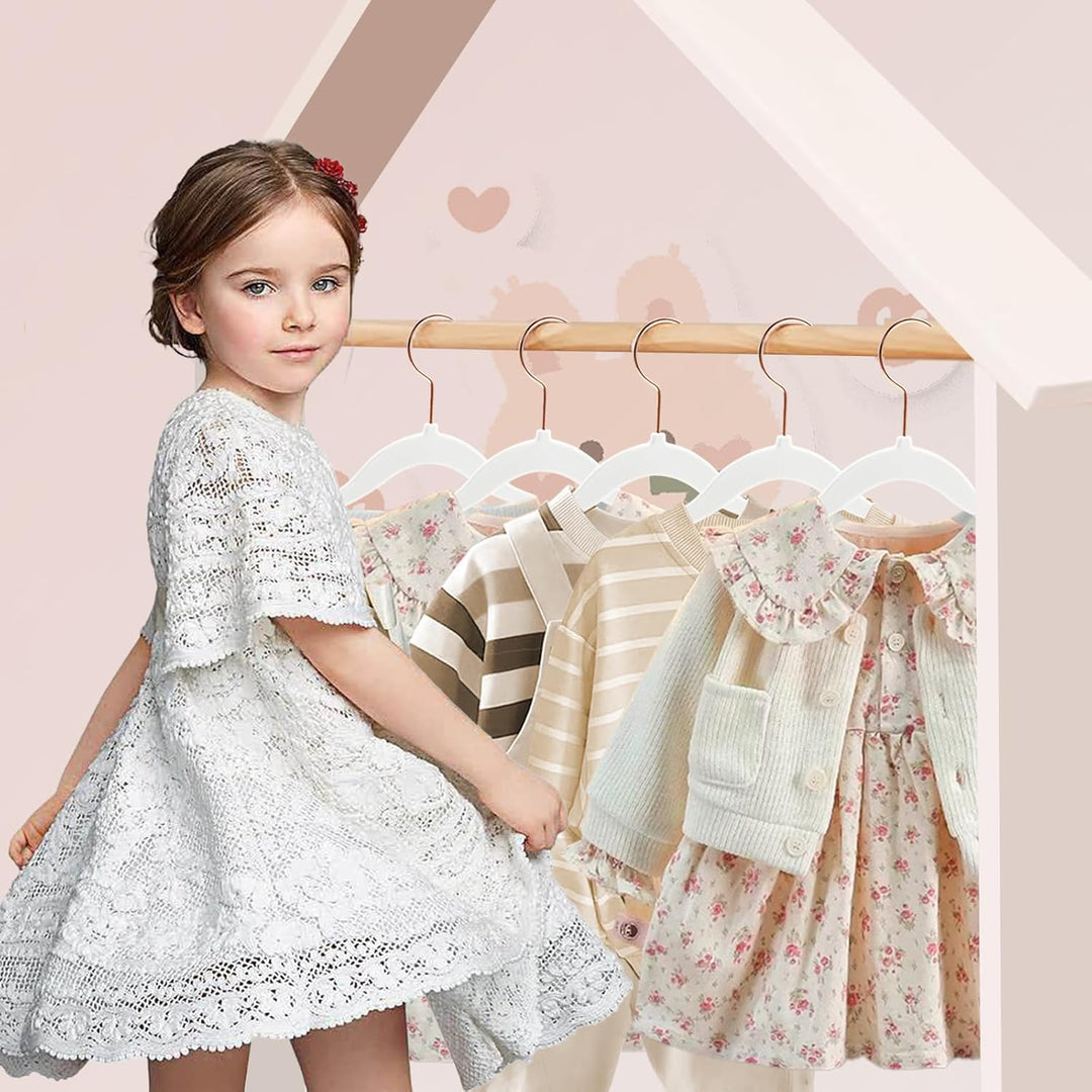 ABHENG 50 Stück Kinderkleiderbügel Samt, Samtbügel für Baby mit 360° Drehbarem Haken, rutschfeste un