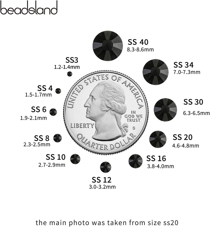 Beadsland Hotfix Strasssteine Bulk, 14400 Stück Kristall Hotfix Strasssteine zum Basteln Kleidung DI
