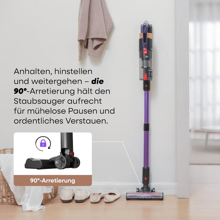 UNINELL HOME Akku Staubsauger 48Kpa/550W/65Min, Staubsauger Kabellos Selbstladender mit LED-Display,
