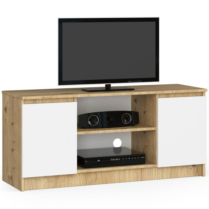 AKORD Low Board K-120 | TV-Shrank mit EIN offenes Regalfach | Fernsehkommode 2 Ablagen mit Türen Lin