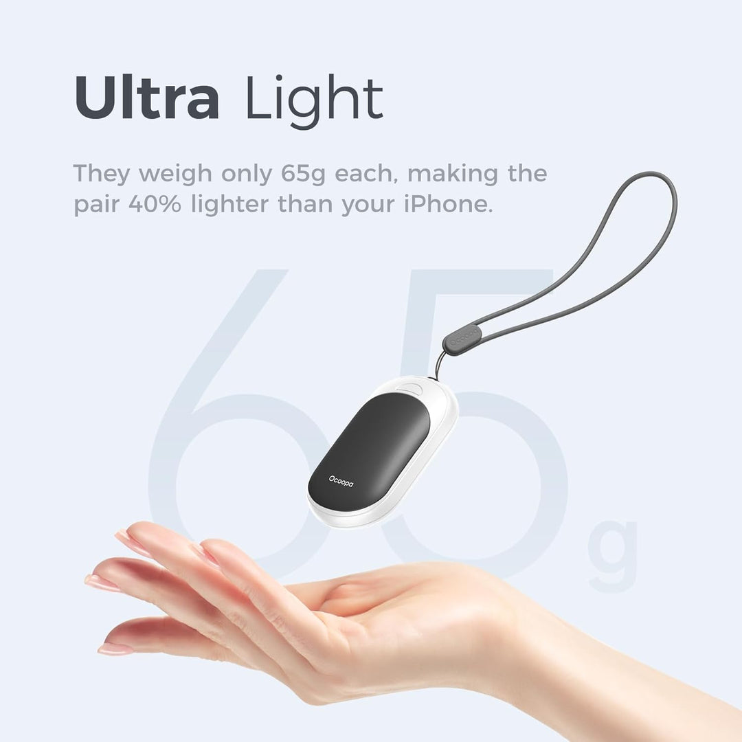 OCOOPA Magnetische Wiederaufladbare Handwärmer 2er-Pack, Ultraleicht und dünn, Elektrischer Taschenw