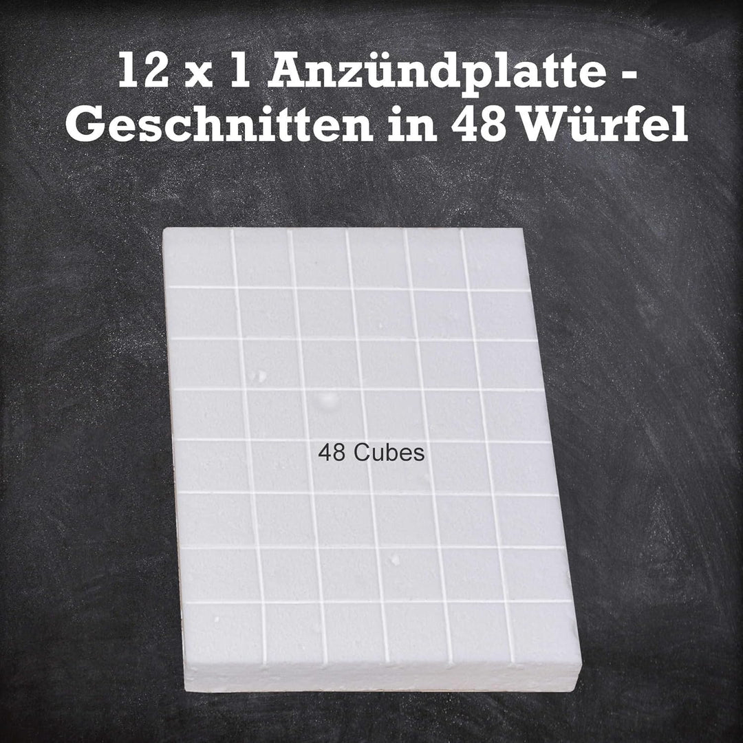 FABRIKVERKAUF (12 Stück / max. 576 Würfel) Weisse Anzündwürfel, deutscher Hersteller, Grillanzünder,