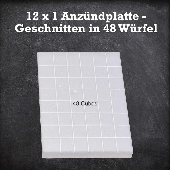 FABRIKVERKAUF (12 Stück / max. 576 Würfel) Weisse Anzündwürfel, deutscher Hersteller, Grillanzünder,