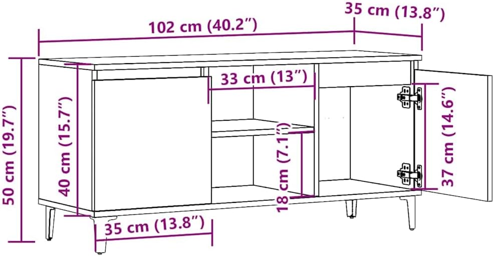 vidaXL TV-Ständer aus Holz 102 x 35 x 50 cm aus mehrschichtigem Holz, Hi-Fi-Schrank, TV-Bank, TV-Sch