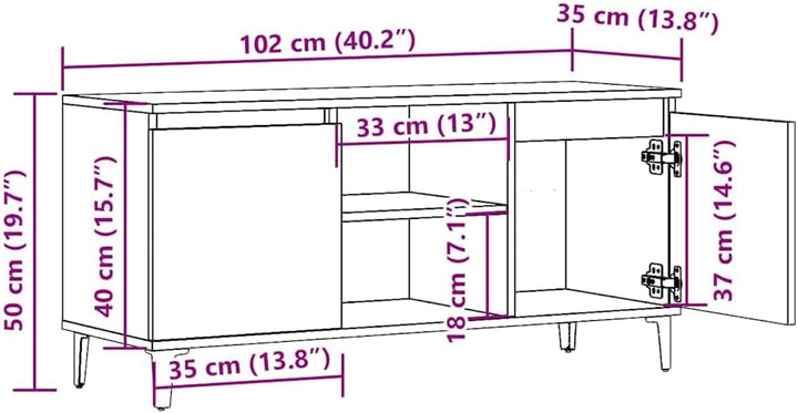 vidaXL TV-Ständer aus Holz 102 x 35 x 50 cm aus mehrschichtigem Holz, Hi-Fi-Schrank, TV-Bank, TV-Sch