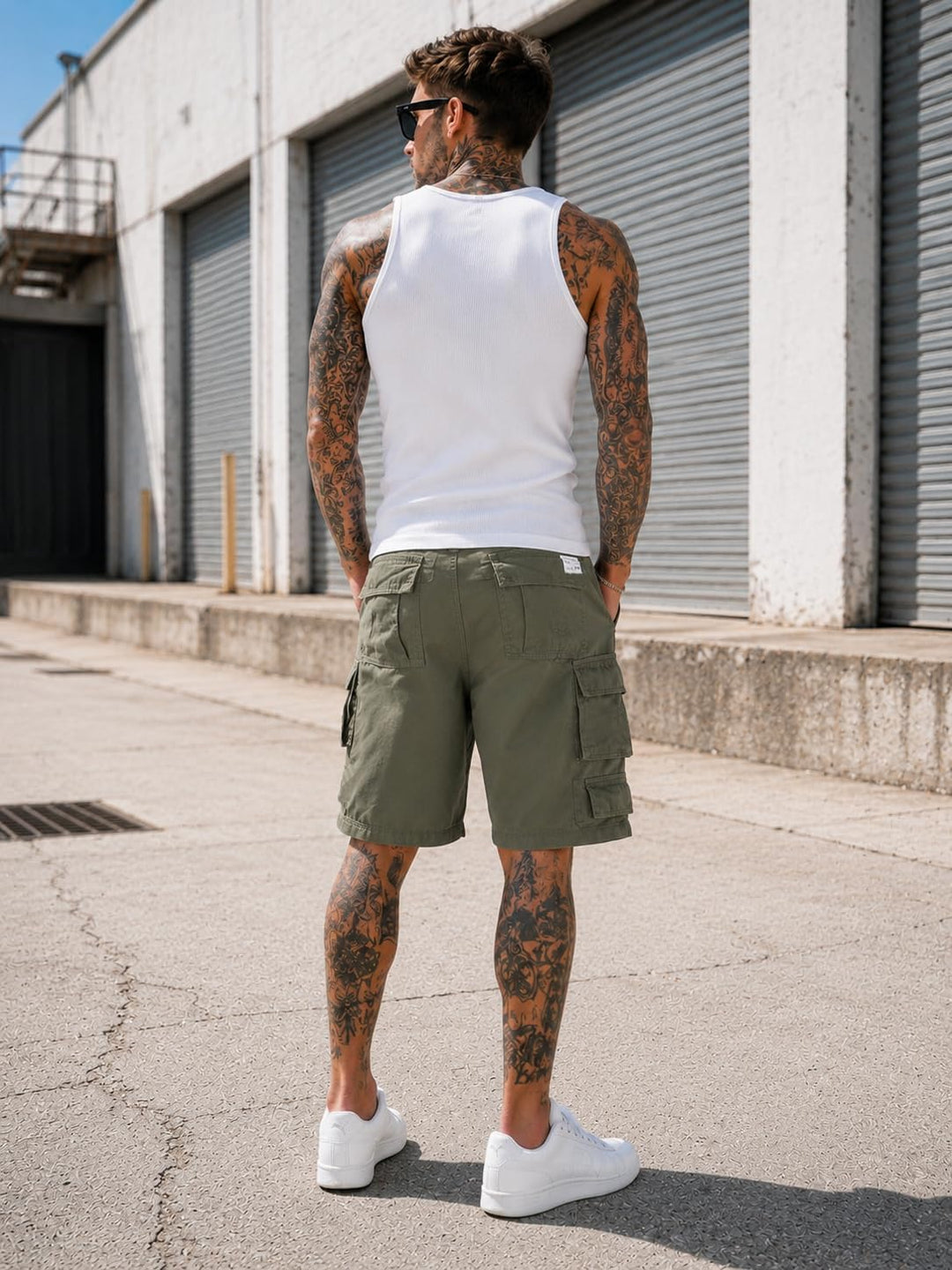 Trooper Herren Cargo Shorts Lightning Edition Bermuda Kurze Hose Vintage (S-7XL) S Oliv, S Oliv