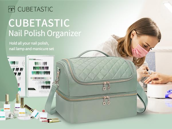 Doppelschicht Nagellack Organizer Tasche - Aufbewahrungsbox für 45 Flaschen und Eine Nagellampe, Kos