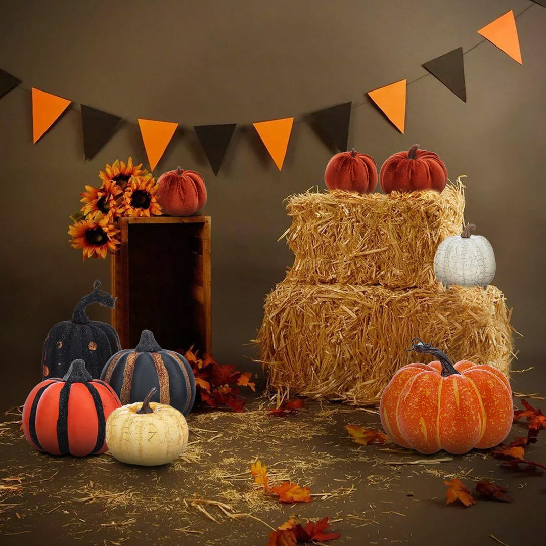 Funzhan Herbst Thanksgiving Gelb Künstlicher Kürbis Dekor 15 cm Halloween Realistisch Schaum Gefälsc