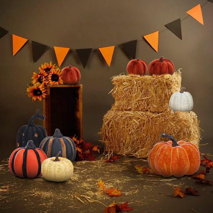 Funzhan Herbst Thanksgiving Gelb Künstlicher Kürbis Dekor 15 cm Halloween Realistisch Schaum Gefälsc