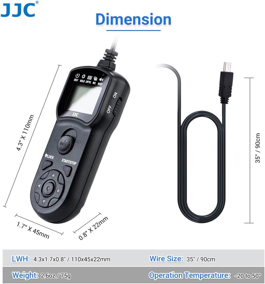 JJC Timer Fernbedienung mit Stativ Halter Klemme für Sony Alpha ZV-1 A6600 A6500 A6300 A7IV A7III A7