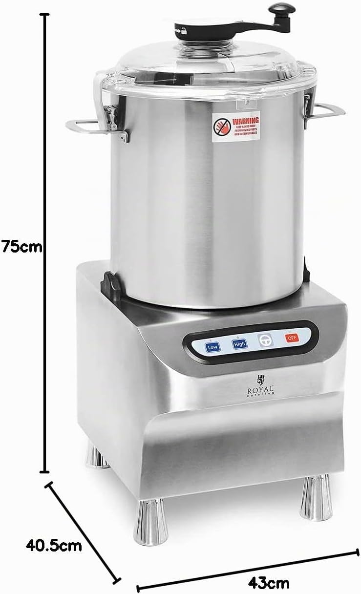 Royal Catering Tischkutter Edelstahl 2200 W 2 Geschwindigkeiten 1500/2200 U/min 18 l Pulse-Funktion