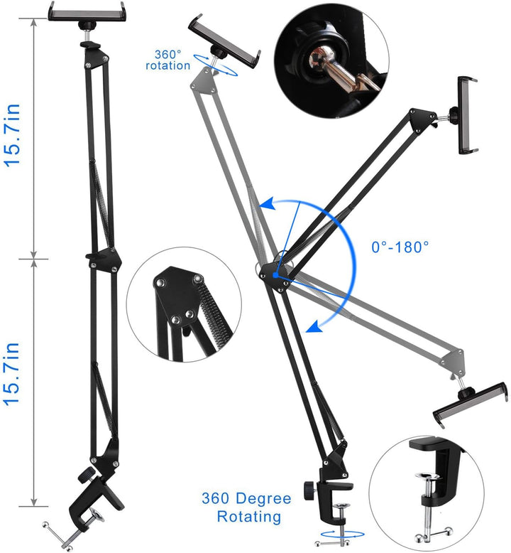 SAMHOUSING Tablet-Ständer für Bett, Tablet, Halterung mit stabilem Aluminiumarm für iPad, iPad Air,