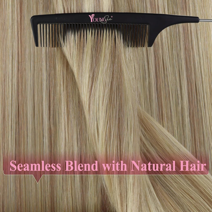 YoungSee Tape Extensions Echthaar Blond 30 cm Echthaar Extensions Tape Blond Glatt Tape in Extension