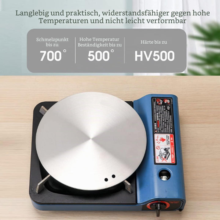24cm Edelstahl Induktion Adapterplatte mit Abnehmbar Griff, Hitze Diffusor Induktions Platte Zwische