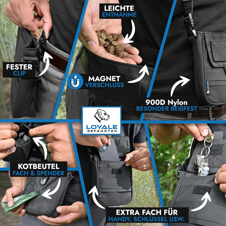 Loyale Gefährten Leckerlitasche – Futterbeutel für Hunde-Leckerli - Robuste Gassitasche mit Magnetve