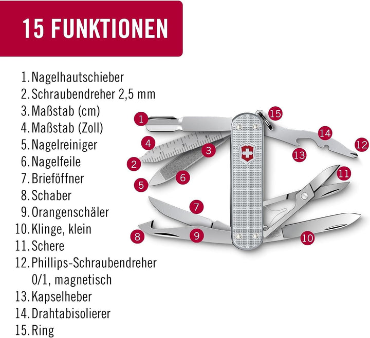 Victorinox Schweizer Taschenmesser, Mini Champ, Swiss Army Knife, Multitool, 14 Funktionen, Brieföff