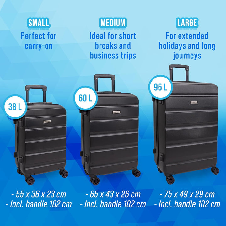 Leonardo® Kofferset 3 teilig | Koffer mit TSA-Schloss | Reisekoffer | Reisetasche mit 4 Doppelten Ro