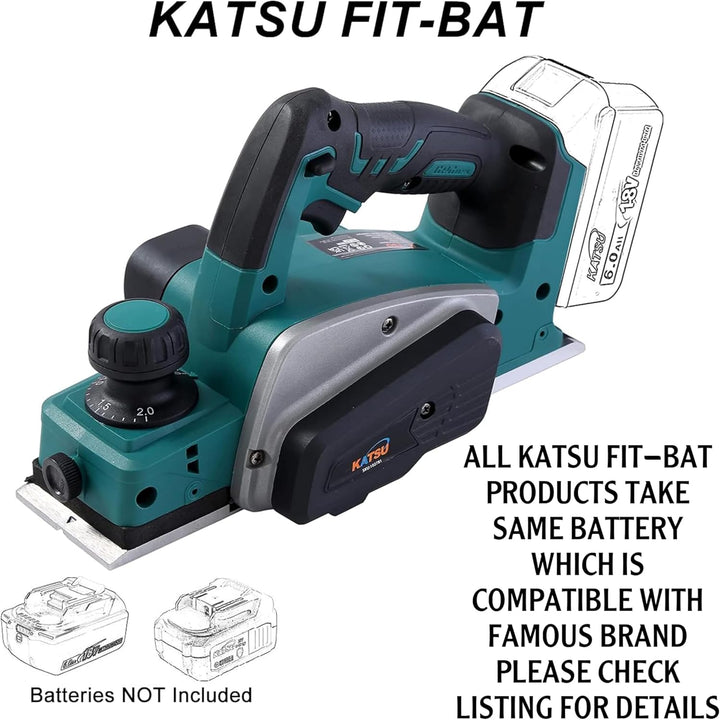 KATSU FIT-BAT 21V Akku Hobel, Elektrischer Handhobel mit 82mm Hobelbreite, bis 2mm Spantiefe, 15000R