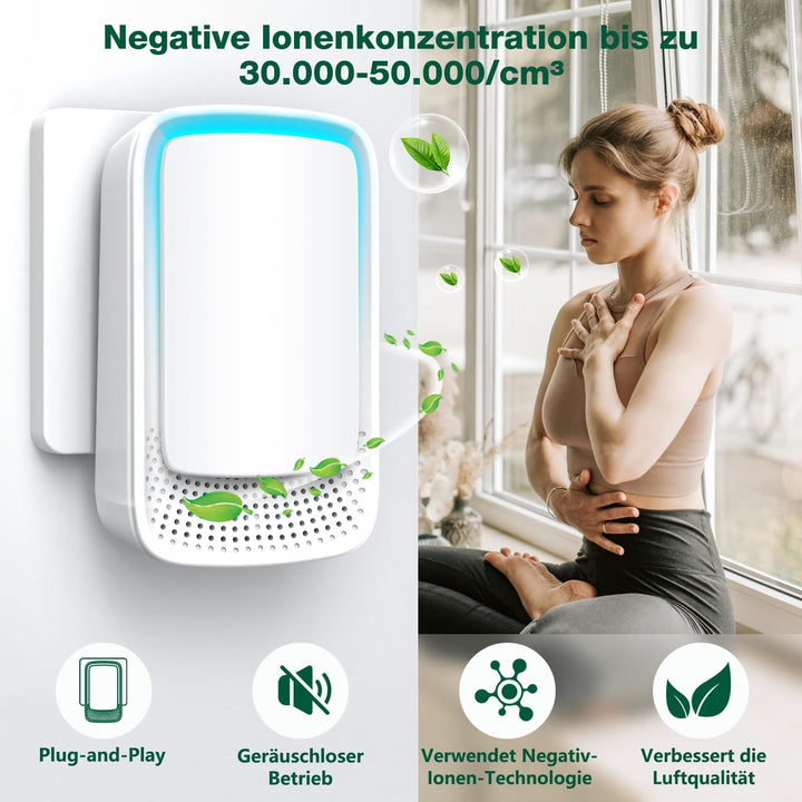 Jostart Ionisator Luftreiniger, 3 Pack Plug in Negativ Ionen Air Purifier für Wohnung Raucherzimmer