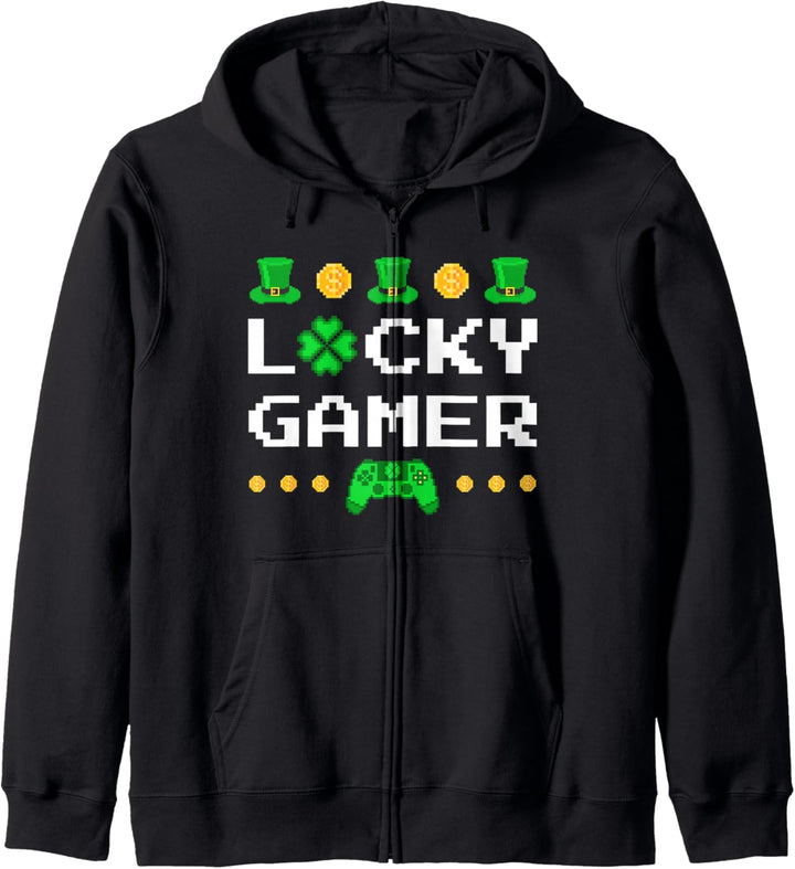 Glücklicher Spieler - St. Patrick's Day Gamer Retro Kapuzenjacke
