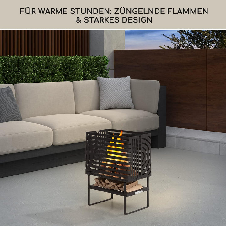Blumfeldt Feuerschale, Outdoor Stahl-Feuerschale Gross für Balkon & Camping, Tragbarer Feuerkorb, Fe
