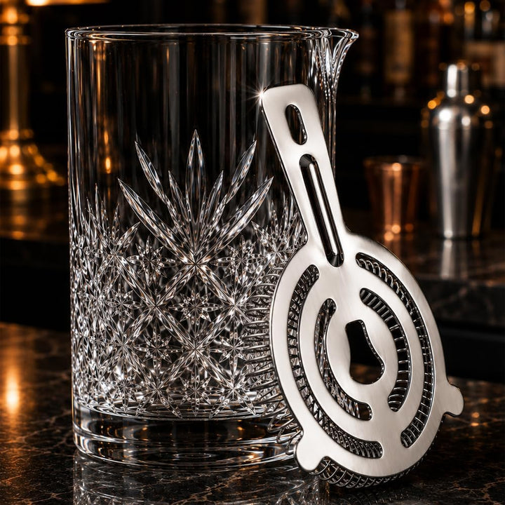 Cocktail-Rührglas-Set | Cocktail-Geschenkset enthält 700-ml-Glaskrug, Hawthorne-Sieb aus Edelstahl,