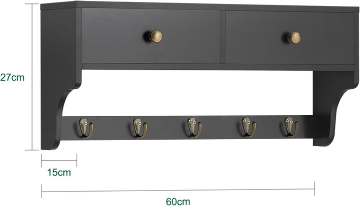 SoBuy FRG178-SCH Wandschrank Wandgarderobe Wandregal Garderobenleiste Hängeregal mit 2 Schubladen un