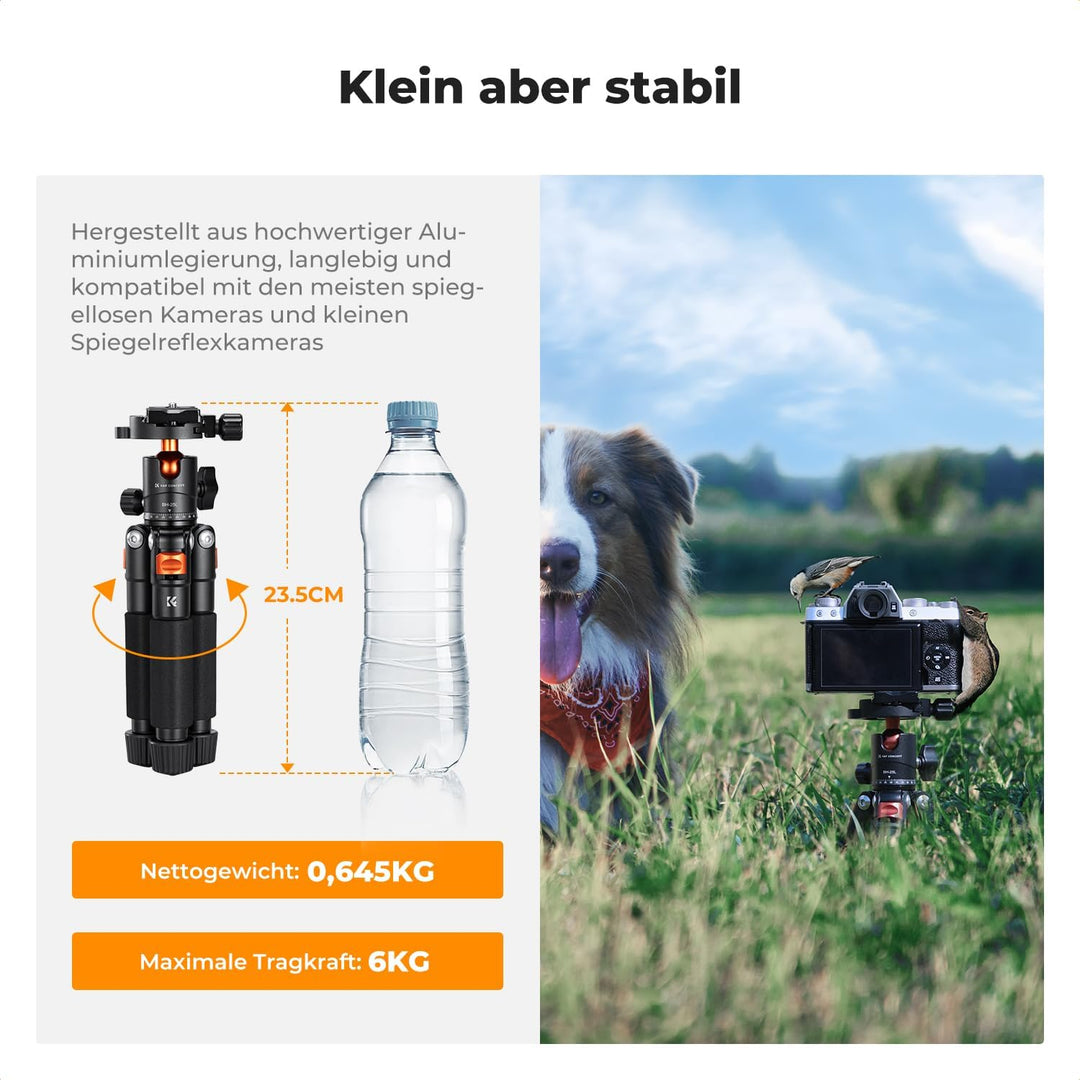 K&amp;F CONCEPT Mini Stativ, 55cm Aluminium Kamera Stativ mit 360° Kugelkopf | Belastung bis zu 6kg, 0,6