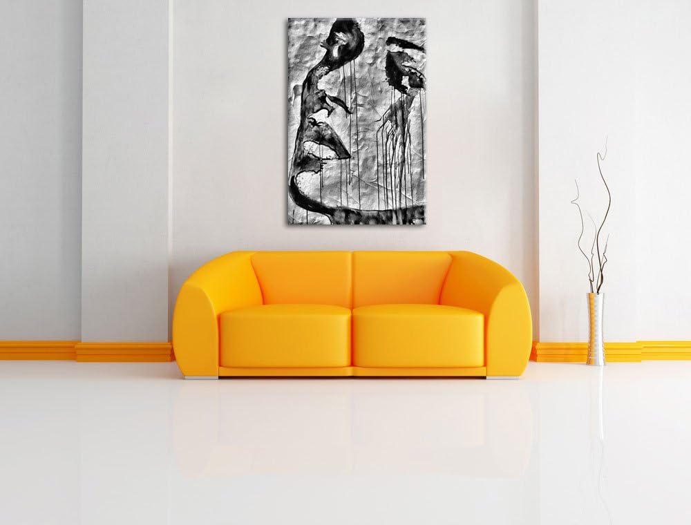 Monocrome, Abstrakt Frau, Format: 100x70 auf Leinwand, XXL riesige Bilder fertig gerahmt mit Keilrah