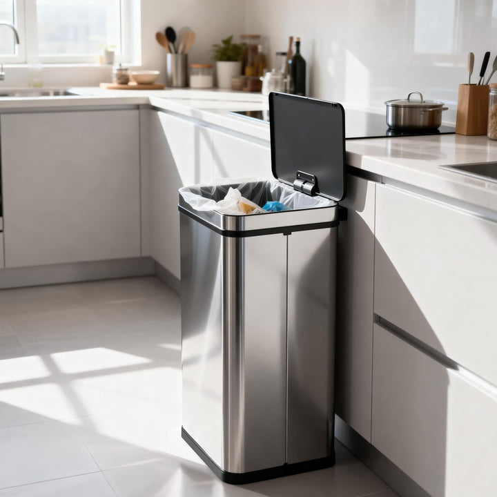 Ribelli Edelstahl Mülleimer 70 Liter - Abfalleimer mit Sensor - Automatisches Öffnen und Schliessen