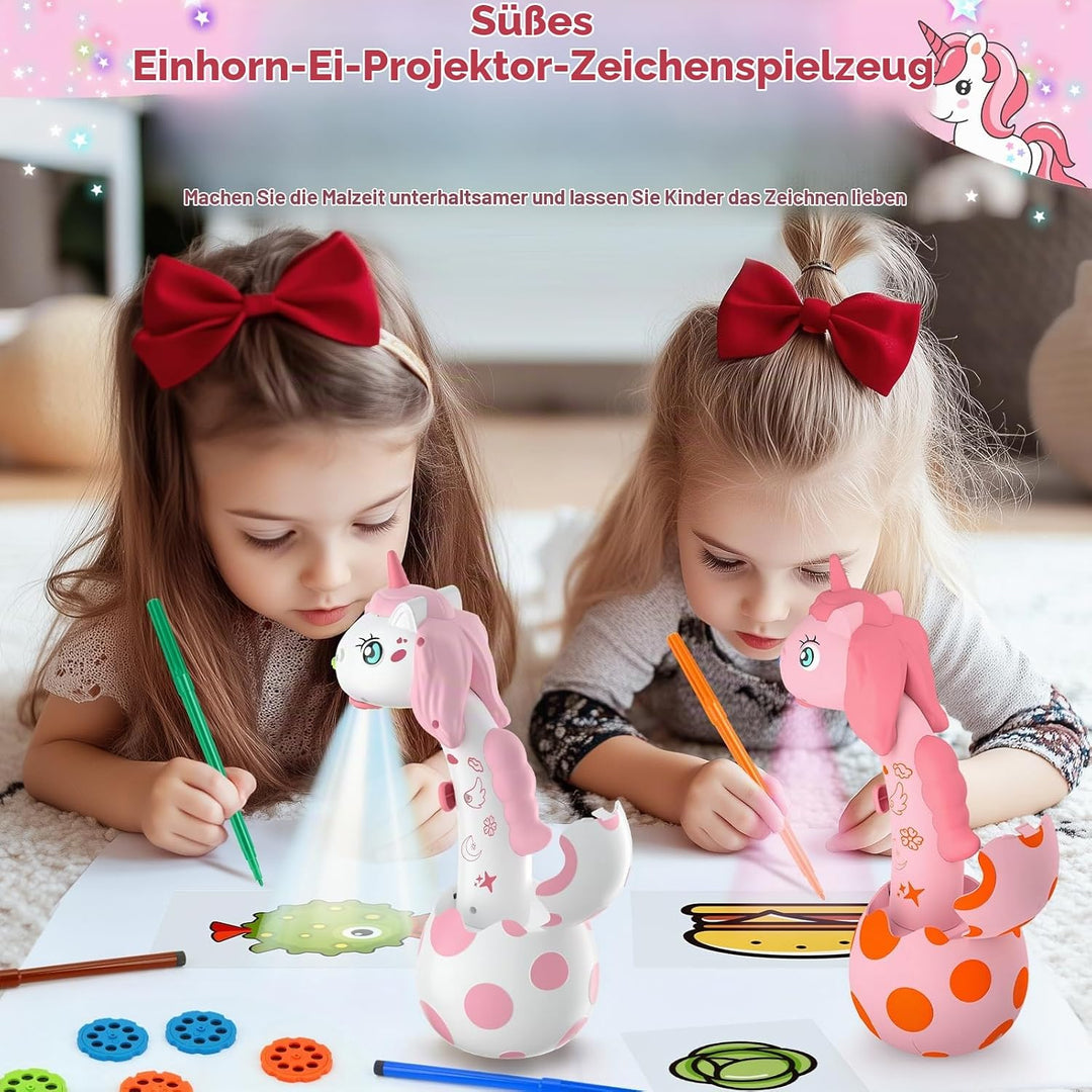 Geschenke für Mädchen Kinder Zeichenprojektor mit 96 Motiven, KETIEE Einhorn Kunst Projektor für Zei