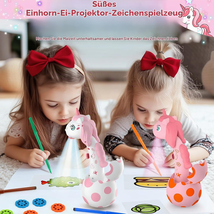Geschenke für Mädchen Kinder Zeichenprojektor mit 96 Motiven, KETIEE Einhorn Kunst Projektor für Zei