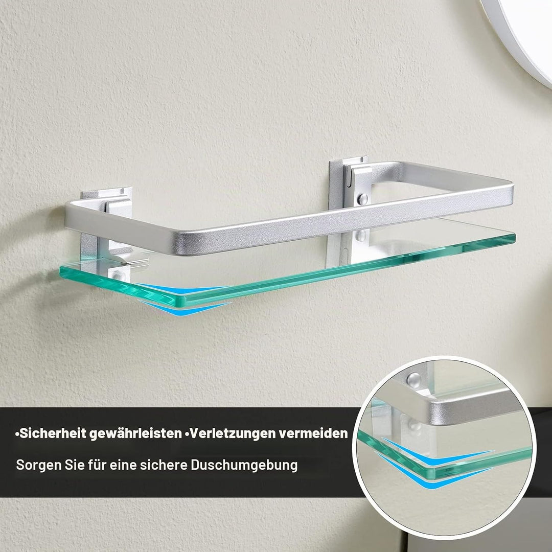 KES Duschregal Glas 8mm Hartglas Duschablage Ablage Dusche Glasablage für Badezimmer Wandregal Glasr