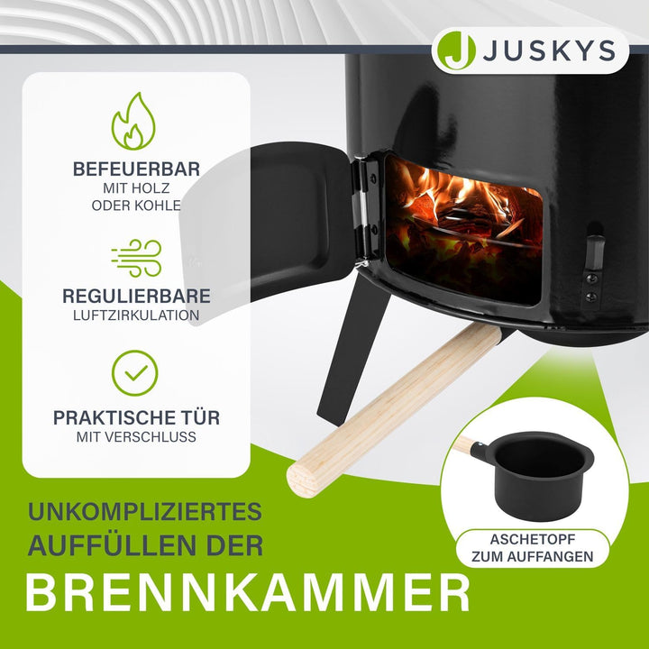 Juskys Gulaschkanone 17 Liter mit Kessel & Pfanne - Outdoor Ofen zum Kochen, Braten & Grillen - Gula