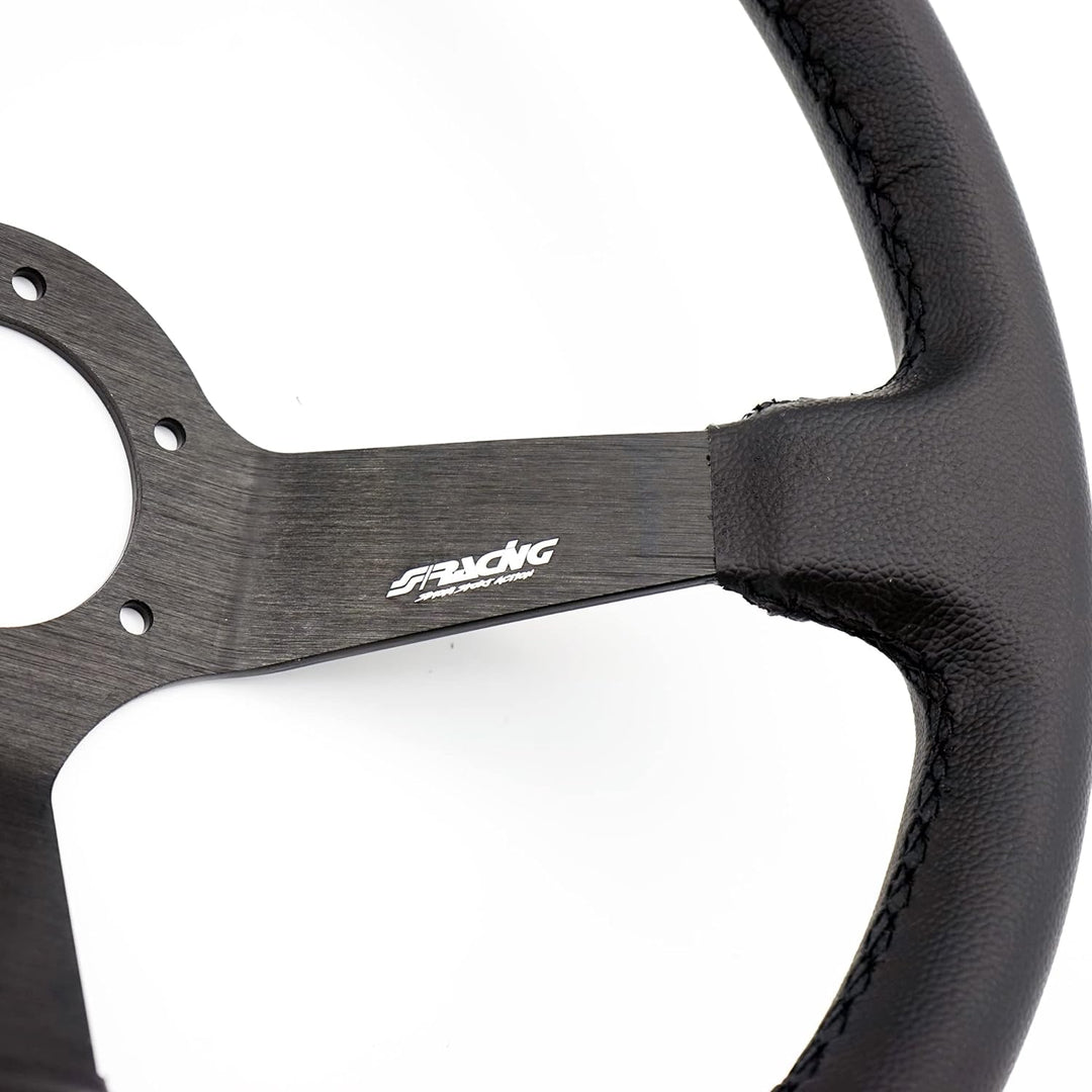 Simoni Racing Car/350P Sportlenkrad A Kelch aus Leder, Schwarz/Gelb