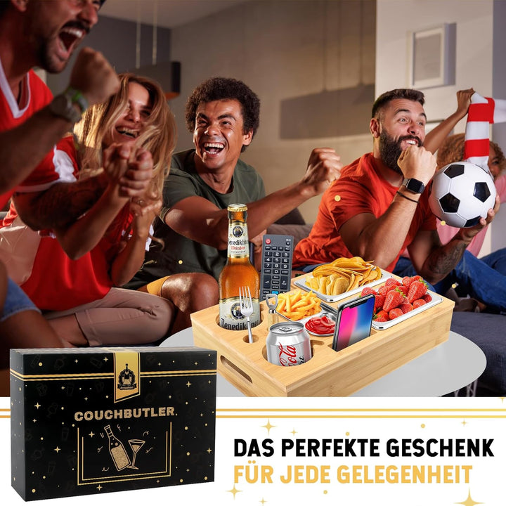 Herenear Couchbar, Snackbox Sofatablett, Couch Bar mit Geschenkbox, Snackspender mit Snackschale, Ge