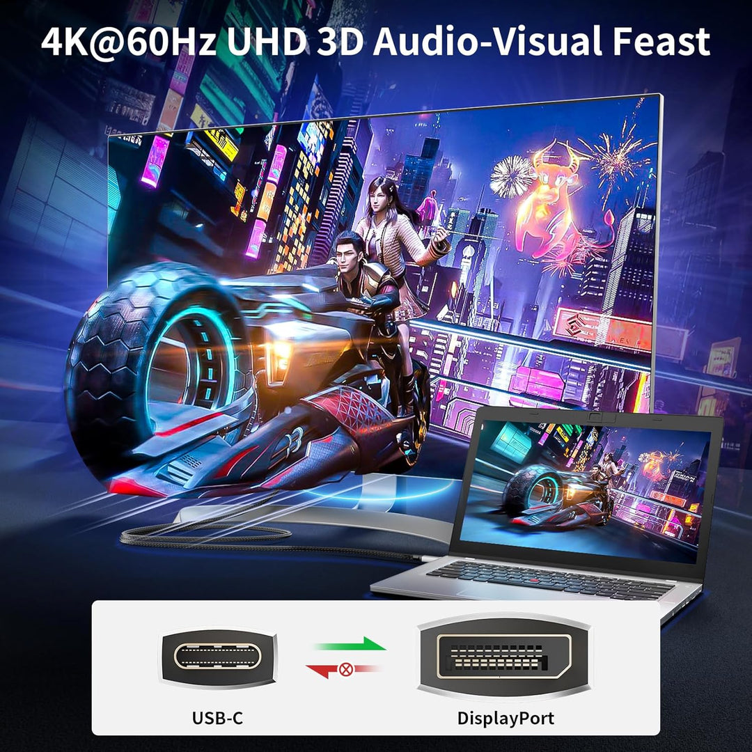 BolAAzuL USB C auf Displayport Kabel 1m, 8K@60Hz 4K@144Hz Thunderbolt 3 USB 3.1 Typ C zu DP 1.4 Vide