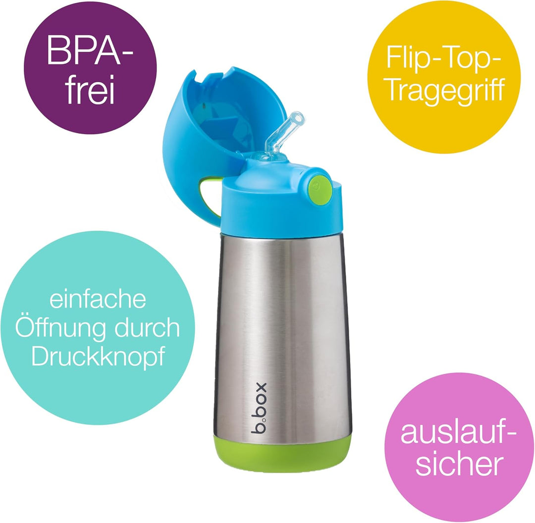 b.box Thermosflasche aus Edelstahl, Ocean Breeze, 12 Monate + 350 ml, 1 Stück Blau, Blau